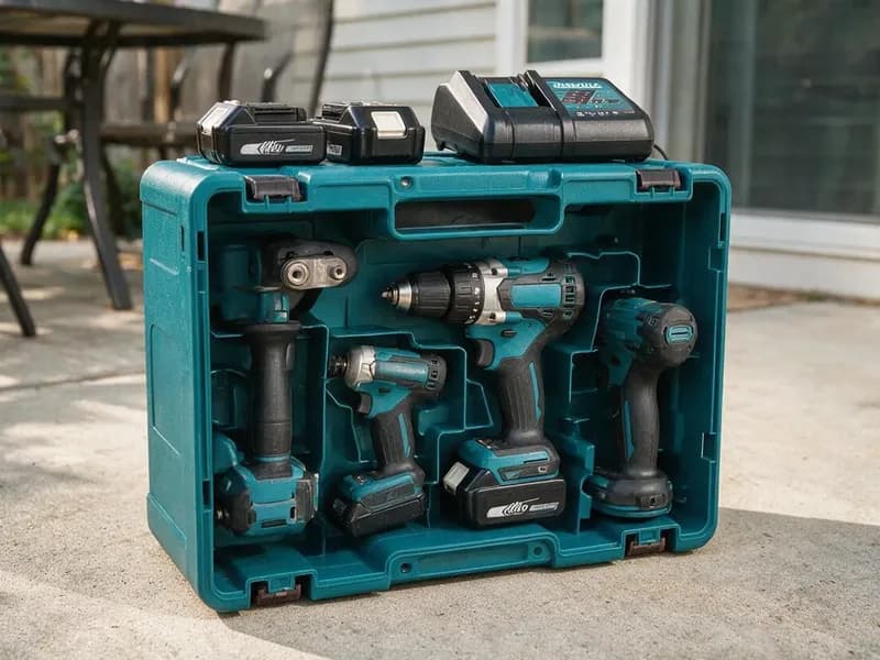 Makita 18 V set: bušilica, brusilica, 3 baterije