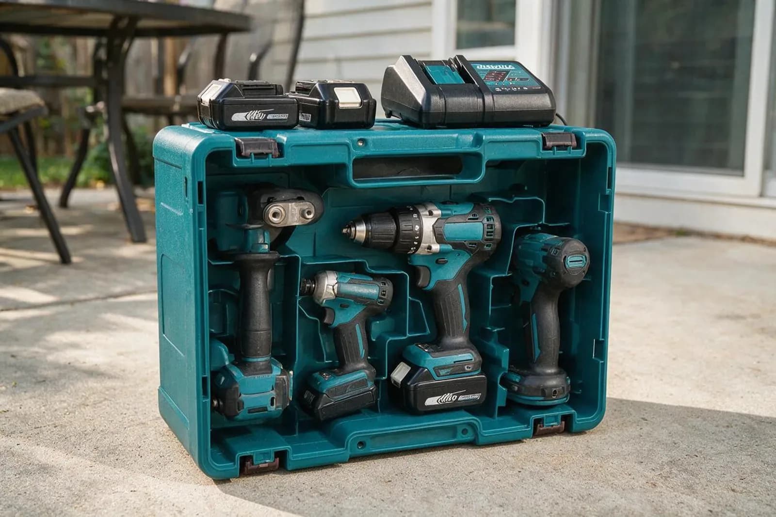 Makita 18 V set: bušilica, brusilica, 3 baterije